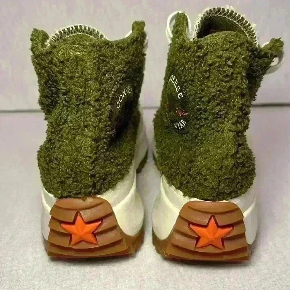 Converse Run Star Hike High Women's Fur Green Moss Lace Up 573197C Size 6.5 - Picture 4 of 15